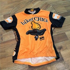 biker Chick Orange/Gold and Black Cycling Jersey World Jerseys Precaryous